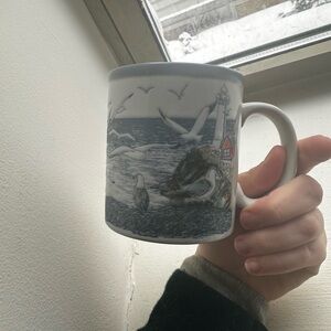 Rare Vintage Otagiri Japan Seaside Scene Ceramic Mug